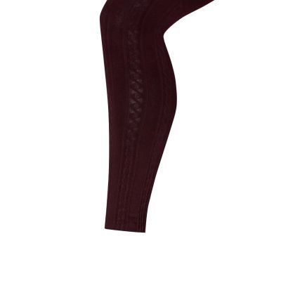 Avenue Women's Plus Size Plush Lined Cable Knit Footless Leggings